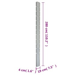 Palo per Recinzione Gabbione Argento 280 cm in Acciaio Zincato