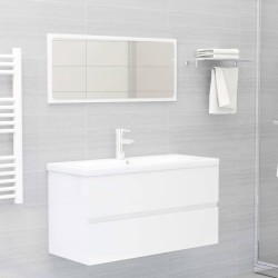 Mobile Bagno con Lavabo Integrato Bianco Lucido in Truciolato