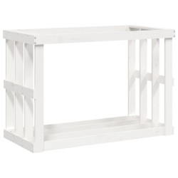   Portaceppi da Esterno Bianco 108x52x74 cm Legno Massello Pino