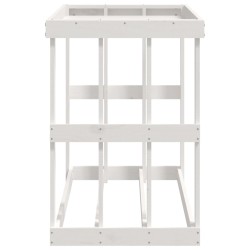   Portaceppi da Esterno Bianco 108x52x74 cm Legno Massello Pino