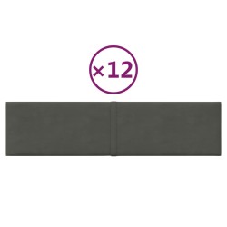    Pannelli Murali 12 pz Grigio Scuro 60x15 cm Velluto 1,08 m²