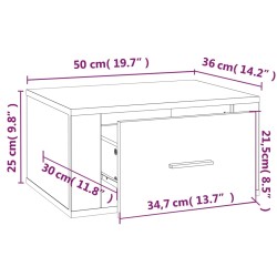   Comodino a Muro Rovere Marrone 50x36x25 cm