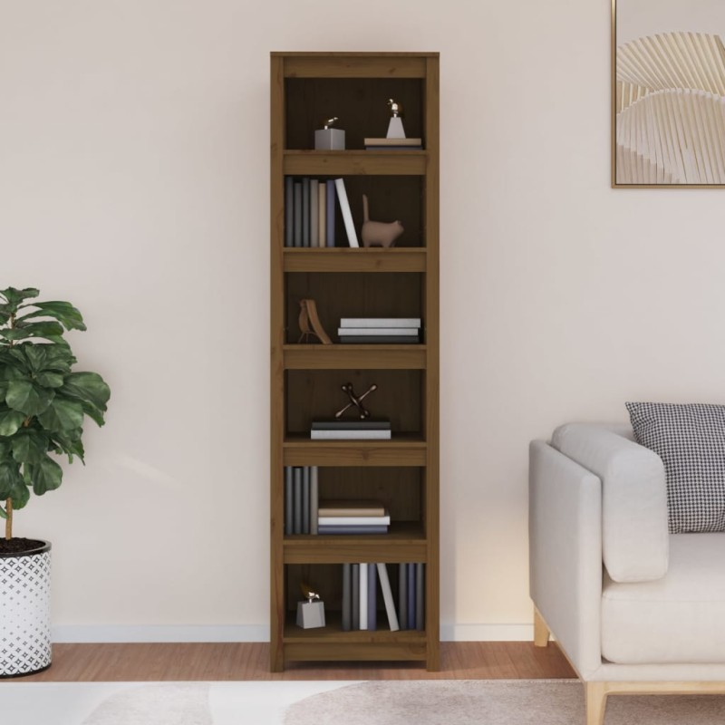   Libreria Marrone Miele 50x35x183 cm in Legno Massello di Pino