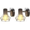 Set 2 Applique con Rete in Stile Industriale Nero Lampadina LED