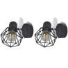 Set 2 Applique con Rete in Stile Industriale Nero Lampadina LED