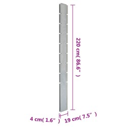 Palo per Recinzione Gabbione Argento 220 cm in Acciaio Zincato