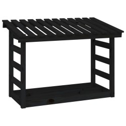   Portalegna Nero 108x64,5x78 cm in Legno Massello di Pino