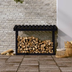   Portalegna Nero 108x64,5x78 cm in Legno Massello di Pino