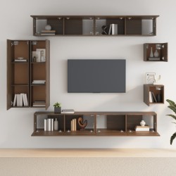 Set Mobili Porta TV 8pz Rovere Marrone in Legno ingegnerizzato