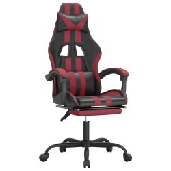   Sedia Gaming Girevole Poggiapiedi Nero e Rosso Vino Similpelle