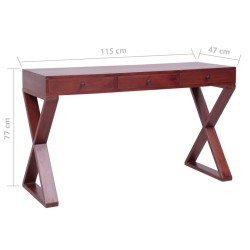 Scrivania per PC Marrone 115x47x77 cm Legno Massello di Mogano