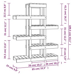   Supporto per Piante Bianco 85x25x109,5cm Legno Massello di Pino