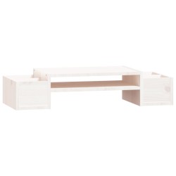   Supporto per Monitor Bianco 70x27,5x15cm Legno Massello di Pino