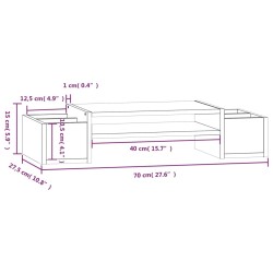   Supporto per Monitor Bianco 70x27,5x15cm Legno Massello di Pino