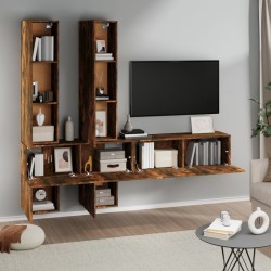 Mobile Porta TV a Parete Rovere Fumo in Legno ingegnerizzato