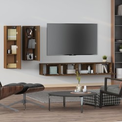 Set Mobili Porta TV 4 pz Rovere Marrone in Legno ingegnerizzato