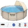 Bestway Set Piscina Power Steel con Baldacchino 396x107 cm