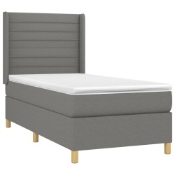 Letto a Molle Materasso e LED Grigio Scuro 80x200 cm in Tessuto