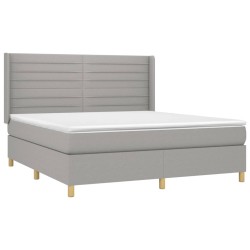 Letto a Molle Materasso e LED Grigio Chiaro 160x200 cm Tessuto