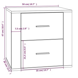   Comodino Grigio Cemento 50x39x47 cm