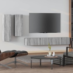 Set di Mobili Porta TV 4 pz Grigio Sonoma in Legno ingegnerizzato