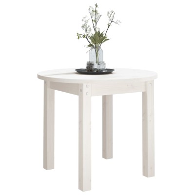   Tavolino da Salotto Bianco Ø 55x45 cm in Legno Massello di Pino