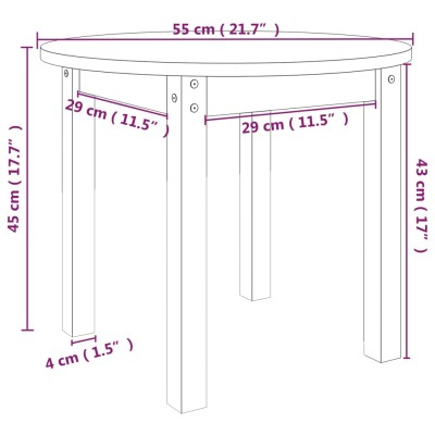   Tavolino da Salotto Bianco Ø 55x45 cm in Legno Massello di Pino