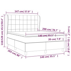 Giroletto a Molle con Materasso Rosa 140x200 cm in Velluto