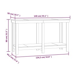 Banco da Lavoro 140x50x80 cm in Legno Massello di Pino