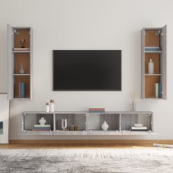 Set di Mobili Porta TV 4 pz Grigio Sonoma in Legno ingegnerizzato