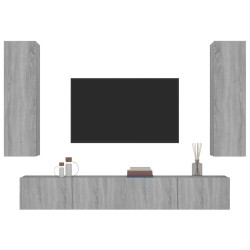 Set di Mobili Porta TV 4 pz Grigio Sonoma in Legno ingegnerizzato