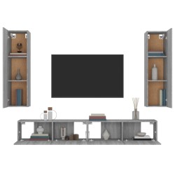 Set di Mobili Porta TV 4 pz Grigio Sonoma in Legno ingegnerizzato