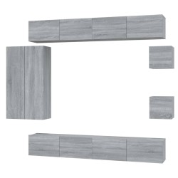 Set di Mobili Porta TV 8 pz Grigio Sonoma in Legno ingegnerizzato