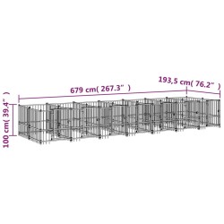 vidaXL Gabbia per Cani da Esterno in Acciaio 13,14 m²