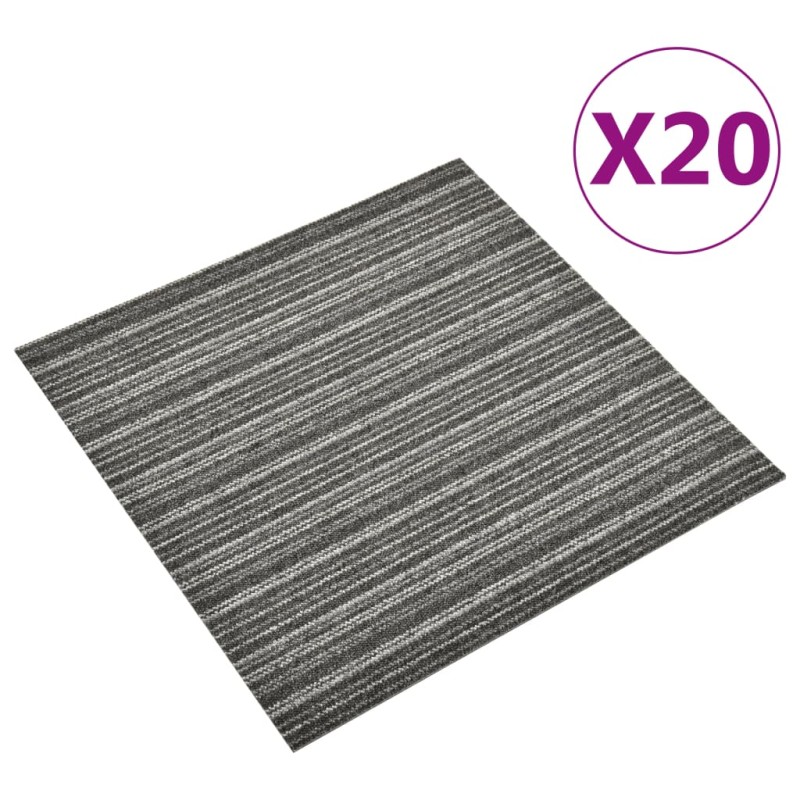 Quadrotte di Moquette 20 pz 5 m² 50x50 cm Antracite a Strisce