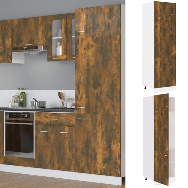 vidaXL Armadio per Frigo Rovere Fumo 60x57x207 cm in Legno ingegnerizzato