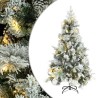 Albero di Natale Innevato con LED e Pigne 195 cm in PVC e PE