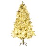 Albero di Natale Innevato con LED e Pigne 195 cm in PVC e PE