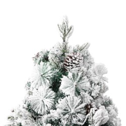 Albero di Natale Innevato con LED e Pigne 195 cm in PVC e PE