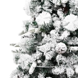 Albero di Natale Innevato con LED e Pigne 195 cm in PVC e PE