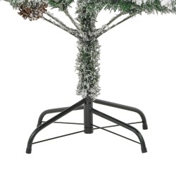 Albero di Natale Innevato con LED e Pigne 195 cm in PVC e PE