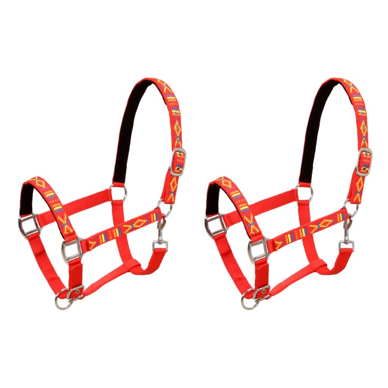 Collare da Testa per Cavallo 2 pz in Nylon Taglia Full Rosso