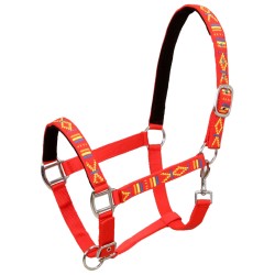 Collare da Testa per Cavallo 2 pz in Nylon Taglia Full Rosso