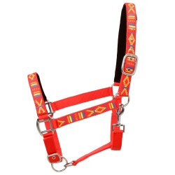 Collare da Testa per Cavallo 2 pz in Nylon Taglia Full Rosso