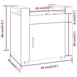 vidaXL Carrello Scrivania Grigio cemento 60x45x60 cm Legno ingegnerizzato