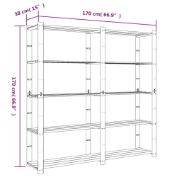 Scaffale a 5 Livelli Marrone 170x38x170 cm in Legno di Pino