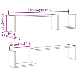 Mensole a Muro 2 pz Rovere Marrone 100x15x20 cm in Multistrato