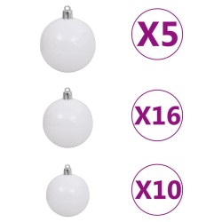 Albero di Natale Preilluminato con Palline Bianco 240 cm PVC