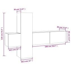 Set Mobili Porta TV 3 pz Rovere Fumo in Legno ingegnerizzato