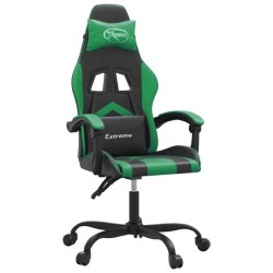 Sedia da Gaming Girevole Nera e Verde in Similpelle